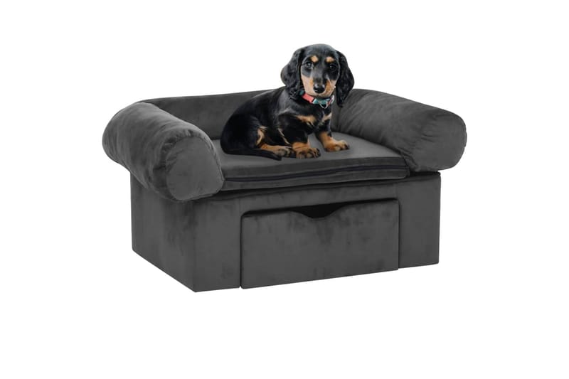 hundesofa med skuffe 75x50x38 cm plys mørkegrå - Grå - Sport & fritid - Til dyrene - Til hund - Hundemøbler - Hundeseng