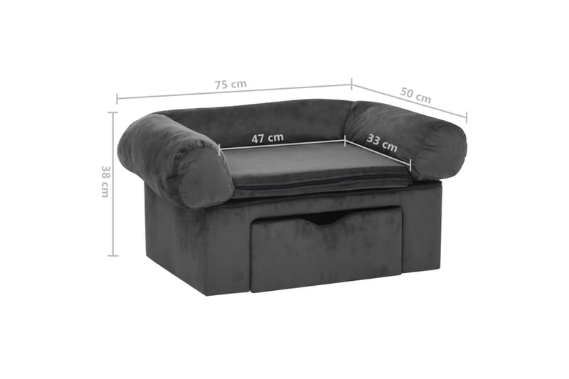 hundesofa med skuffe 75x50x38 cm plys mørkegrå - Grå - Sport & fritid - Til dyrene - Til hund - Hundemøbler - Hundeseng