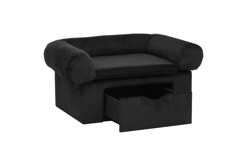 hundesofa med skuffe 75x50x38 cm plys sort - Sort - Sport & fritid - Til dyrene - Til hund - Hundemøbler - Hundeseng