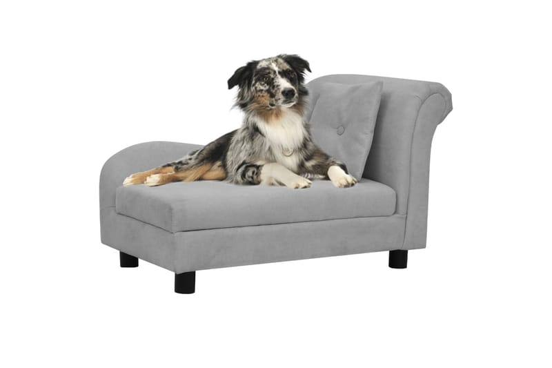 hundesofa med pude 83x44x44 cm plys grå - Grå - Sport & fritid - Til dyrene - Til hund - Hundemøbler - Hundeseng