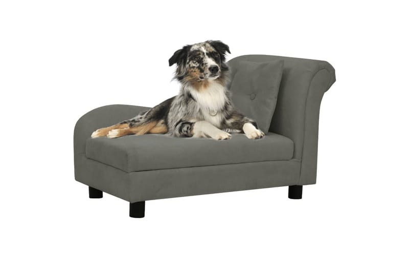 hundesofa med pude 83x44x44 cm plys mørkegrå - Grå - Sport & fritid - Til dyrene - Til hund - Hundemøbler - Hundeseng