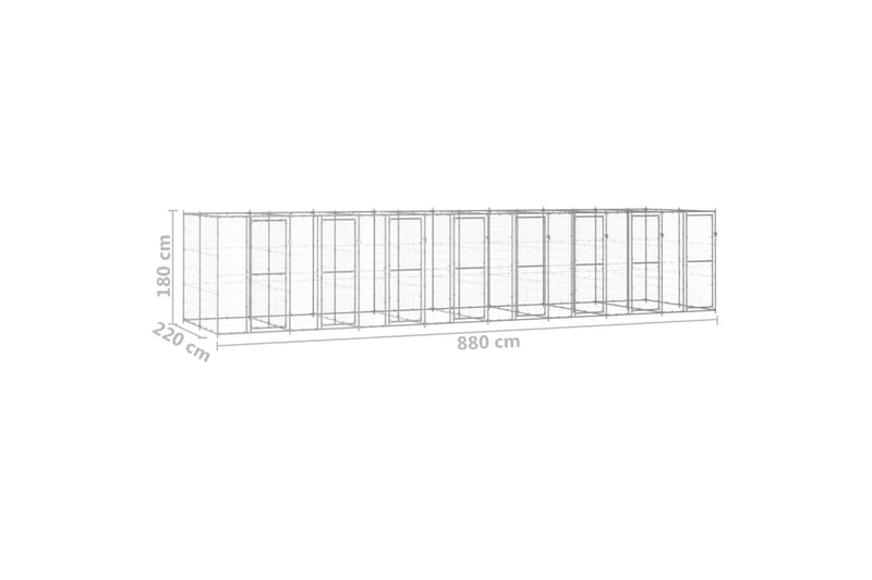 udendørs hundebur 19,36 m² galvaniseret stål - Sølv - Sport & fritid - Til dyrene - Til hund - Hundemøbler