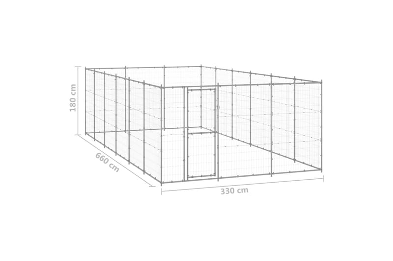 udendørs hundebur 21,78 m² galvaniseret stål - Sølv - Sport & fritid - Til dyrene - Til hund - Hundemøbler