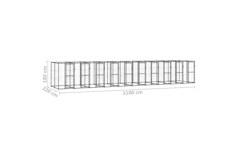 udendørs hundebur 24,2 m² stål - Sort - Sport & fritid - Til dyrene - Til hund - Hundemøbler