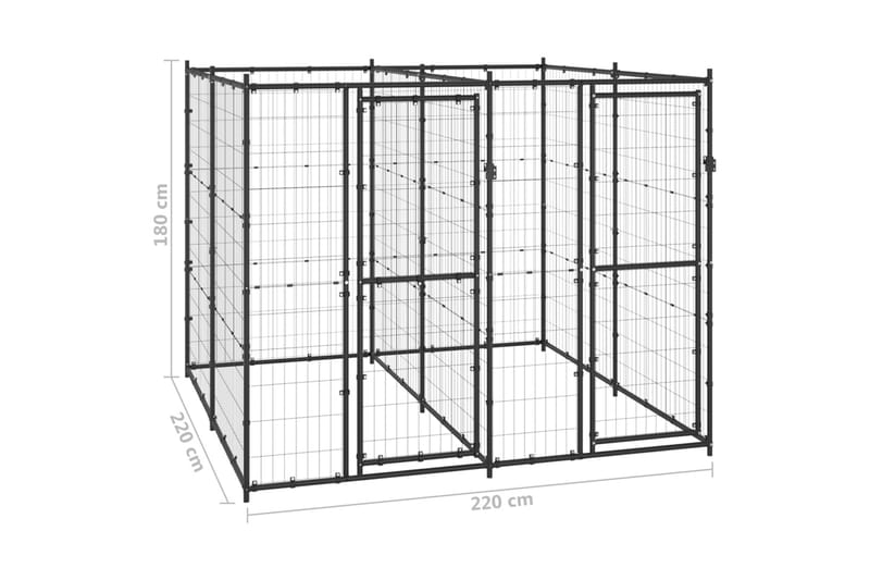 udendørs hundebur 4,84 m² stål - Sort - Sport & fritid - Til dyrene - Til hund - Hundemøbler