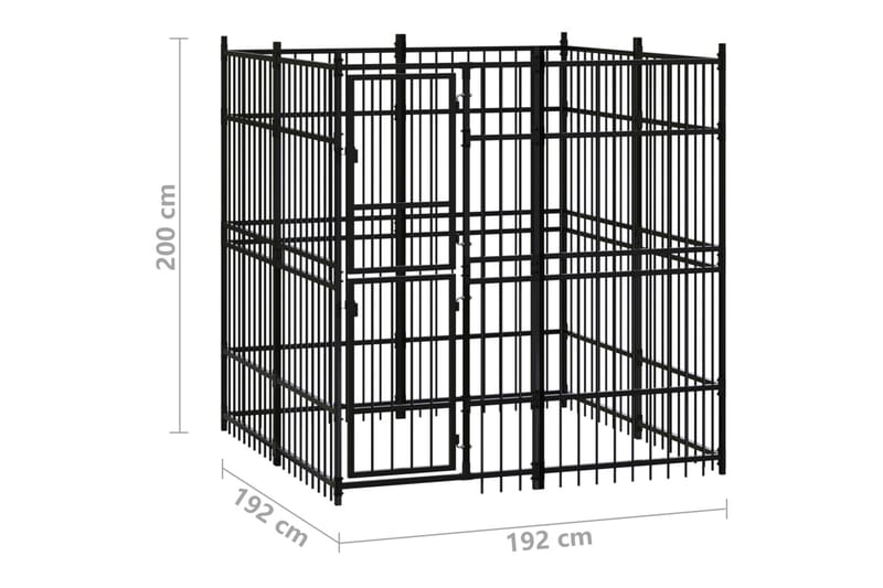 udendørs hundeløbegård 3,69 mÂ² stål - Sort - Sport & fritid - Til dyrene - Til hund - Hundemøbler