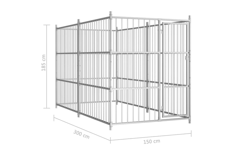 udendørs hundeløbegård 300 x 150 x 185 cm - Sølv - Sport & fritid - Til dyrene - Til hund - Hundemøbler