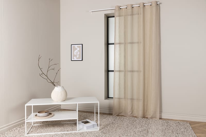 Kaya Gardin m. Kouser 140x240 cm - Beige - Tekstiler - Gardiner - Lange gardiner - Gardiner med kouser