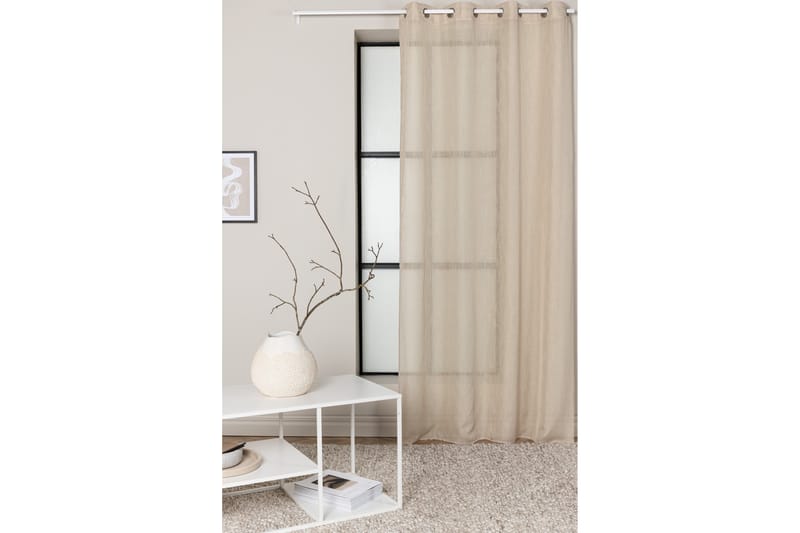 Kaya Gardin m. Kouser 140x240 cm - Beige - Tekstiler - Gardiner - Lange gardiner - Gardiner med kouser