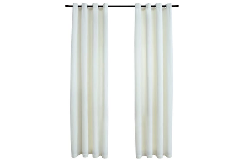 mørklægningsgardiner 2 stk. med ringe 140x175 cm fløjl creme - Creme - Tekstiler - Gardiner - Mørkelægningsgardin