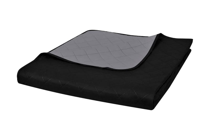 dobbeltsidet quiltet sengetæppe 170 x 210 cm sort og grå - Sort - Sengetæppe dobbeltseng - Sengetæppe