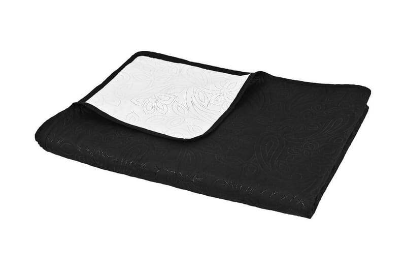 dobbeltsidet quiltet sengetæppe 220 x 240 cm sort og hvid - Sort - Sengetæppe dobbeltseng - Sengetæppe
