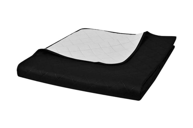 Dobbeltsidet quiltet sengetæppe sort/hvid 170 x 210 cm - Sort - Sengetæppe dobbeltseng - Sengetæppe