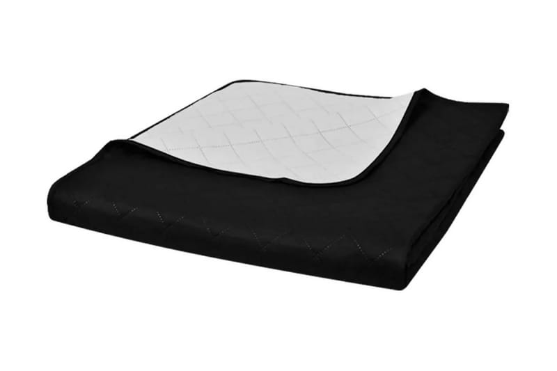 Dobbeltsidet quiltet sengetæppe sort/hvid 230 x 260 cm - Sort - Sengetæppe dobbeltseng - Sengetæppe