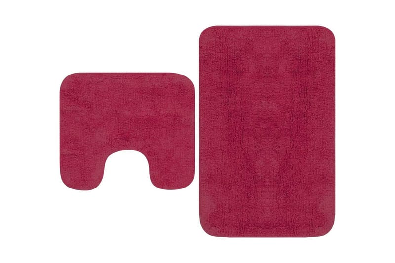 bademåttesæt i 2 dele stof fuchsia - Lyserød - Badeværelsesmåtte - Gummierede tæpper - Små tæpper - Mønstrede tæpper - Store tæpper - Håndvævede tæpper