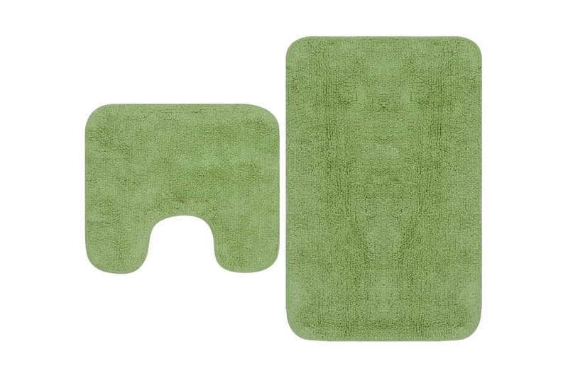 bademåttesæt i 2 dele stof grøn - Grøn - Badeværelsesmåtte - Gummierede tæpper - Små tæpper - Mønstrede tæpper - Store tæpper - Håndvævede tæpper