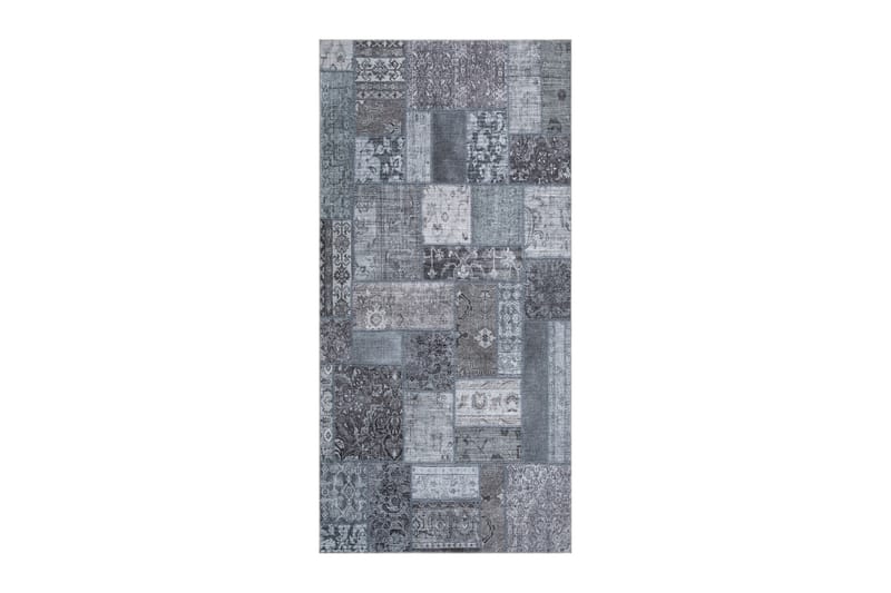 Patchwork Wilton Tæppe 80x300 cm Rektangulært - Grå - Tekstiler - Tæpper - Moderne tæppe - Mønstrede tæpper