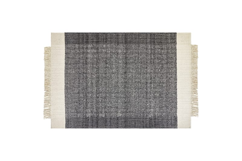 Atlanti Uldtæppe 160x230 cm - Sort/hvid - Uldtæppe - Håndvævede tæpper - Gummierede tæpper - Mønstrede tæpper - Store tæpper - Små tæpper