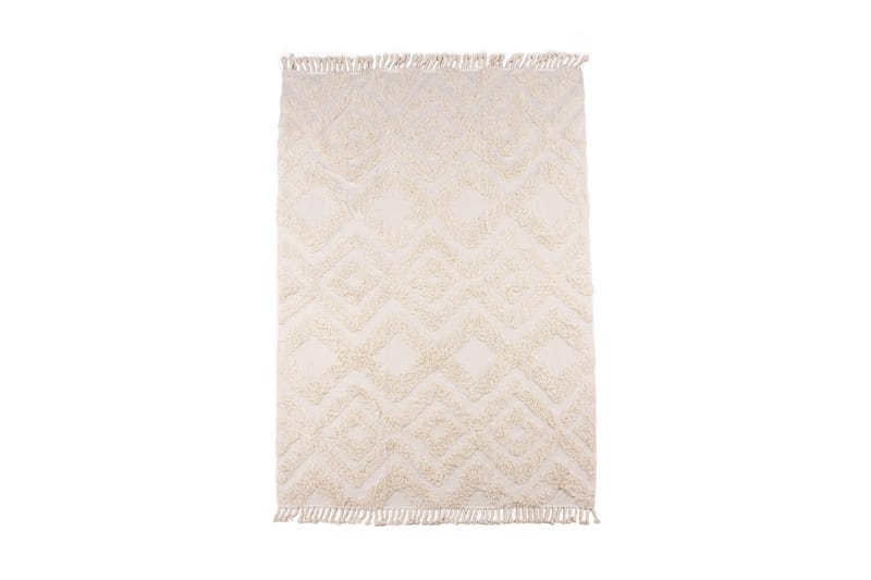 Hilma Bomuldstæppe Rektangulær 200x300 cm - Hvid - Bomuldstæpper - Børnetæpper - Håndvævede tæpper - Gummierede tæpper - Små tæpper - Mønstrede tæpper - Store tæpper