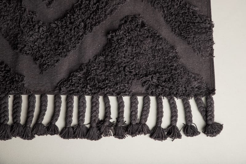 Hilma Bomuldstæppe Rektangulær 250x350 cm - Mørkegrå - Bomuldstæpper - Børnetæpper - Håndvævede tæpper - Gummierede tæpper - Små tæpper - Mønstrede tæpper - Store tæpper