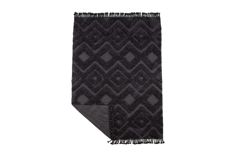 Hilma Bomuldstæppe Rektangulær 250x350 cm - Mørkegrå - Bomuldstæpper - Børnetæpper - Håndv�ævede tæpper - Gummierede tæpper - Små tæpper - Mønstrede tæpper - Store tæpper