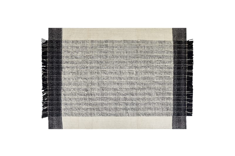 Ketenli Uldtæppe 160x230 cm - Sort/hvid - Uldtæppe - Håndvævede tæpper - Gummierede tæpper - Mønstrede tæpper - Store tæpper - Små tæpper