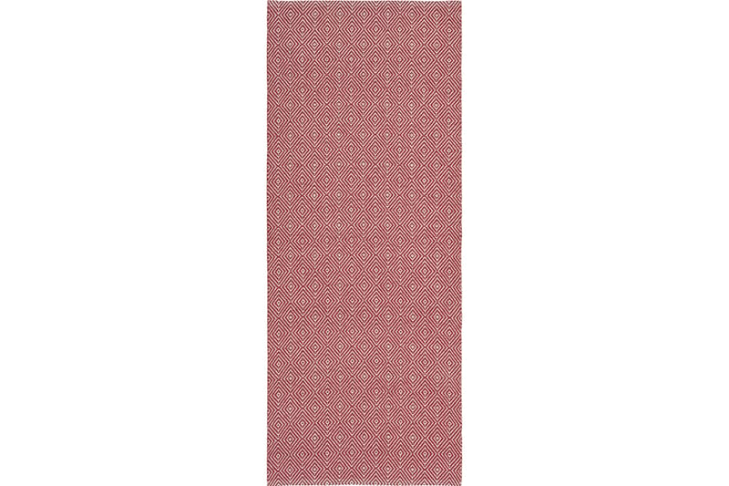 Sweet Kludetæppe 80x400 cm Rød - Horredsmattan - Gummierede tæpper - Små tæpper - Mønstrede tæpper - Kludetæpper - Store tæpper - Håndvævede tæpper
