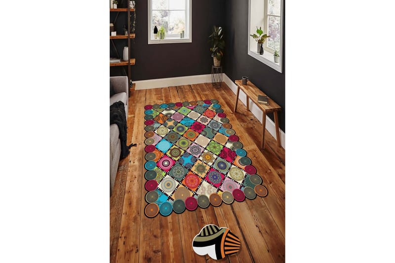 Homefesto Tæppe 140x220 cm - Multifarvet - Tekstiler - Tæpper - Moderne tæppe - Mønstrede tæpper