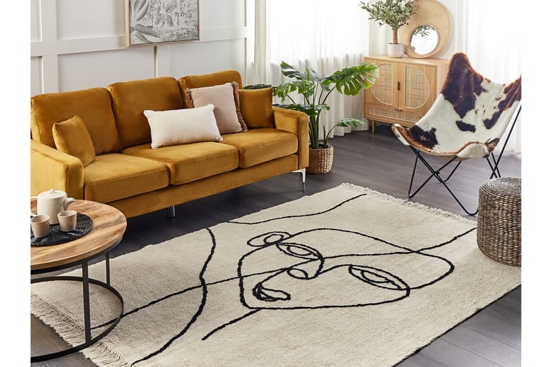 Nuru Bomuldstæppe 140x200 cm - Beige - Tekstiler - Tæpper - Moderne tæppe - Bomuldstæpper