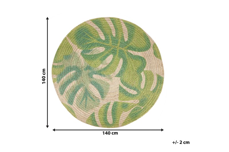 Bayat Jutetæppe 140 cm Rund - Beige/Grøn - Sisaltæpper - Jutemåtter & hampemåtter