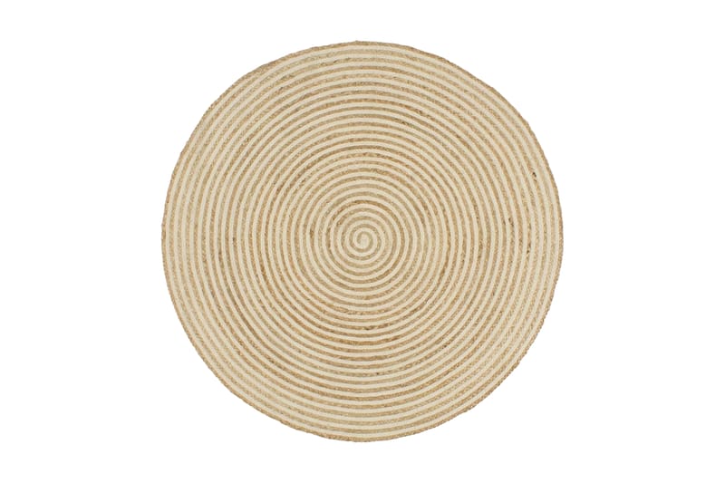 håndlavet jutetæppe med spiraldesign 90 cm hvid - Hvid - Gummierede tæpper - Sisaltæpper - Mønstrede tæpper - Store tæpper - Hall måtte - Håndvævede tæpper - Jutemåtter & hampemåtter - Små tæpper