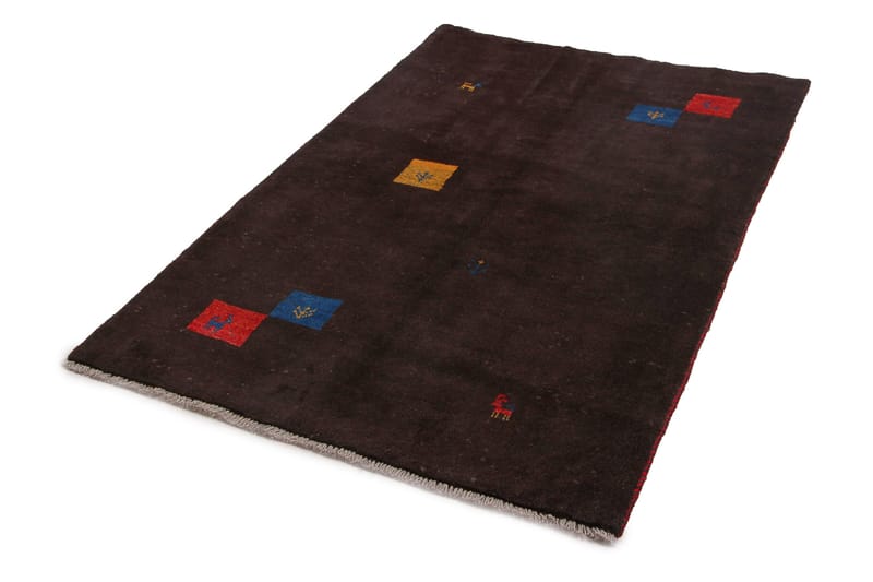Håndknyttet Persisk Uldtæppe 115x185 cm Gabbeh Shiraz - Mørkebrun - Orientalske tæpper - Persisk tæppe