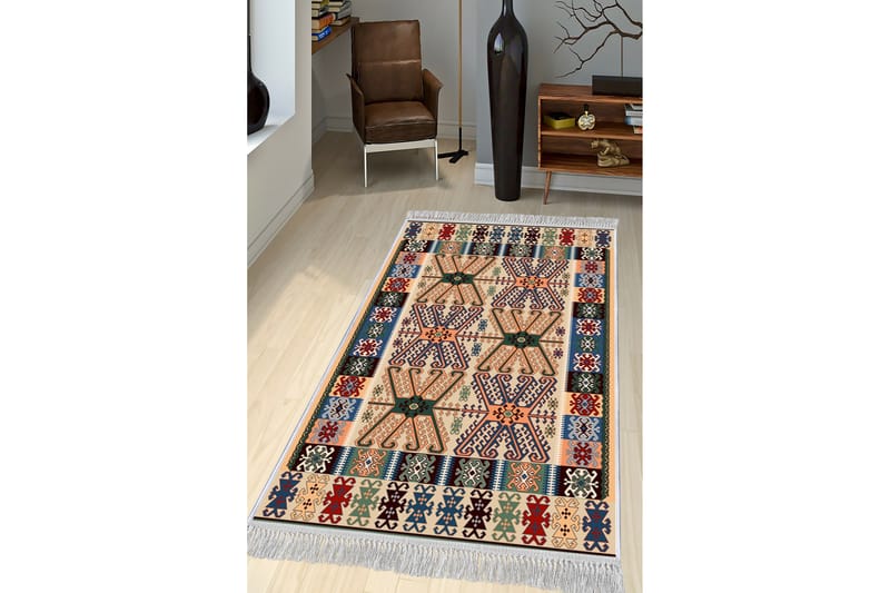 Homefesto Tæppe 140x220 cm - Flerfarvet/Velour - Tekstiler - Tæpper - Orientalske tæpper