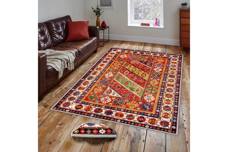 Homefesto Tæppe 80x120 cm - Flerfarvet - Håndvævede tæpper - Gummierede tæpper - Orientalske tæpper - Små tæpper - Persisk tæppe - Store tæpper