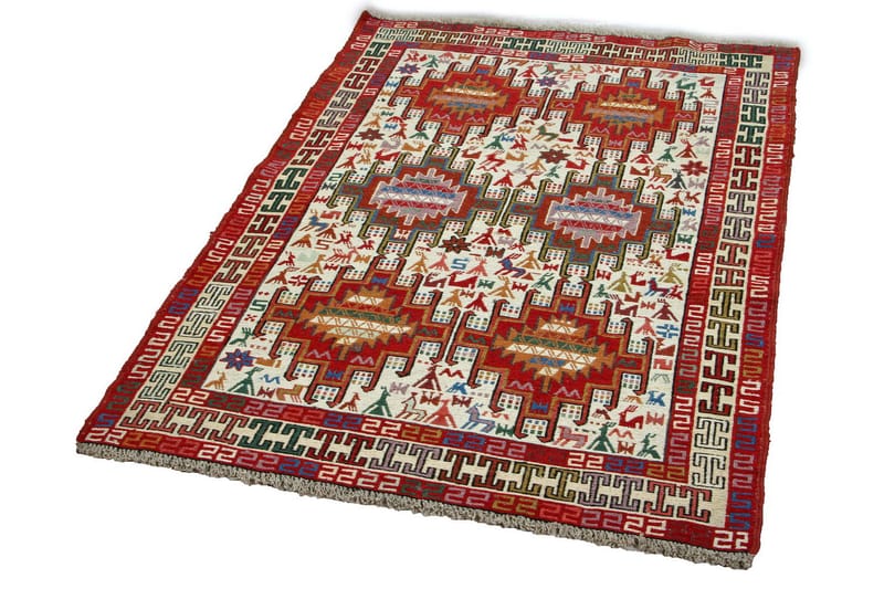 Håndknyttet persisk tæppe Varni 101x146 cm Kelim - Beige / rød - Tekstiler - Tæpper - Orientalske tæpper - Kelimtæpper