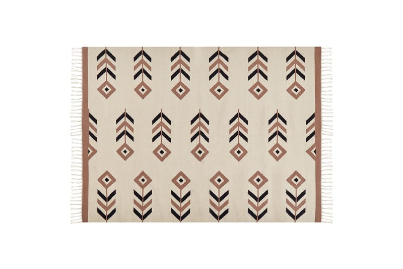 Niavan Kelimtæppe 200x300 cm - Beige - Håndvævede tæpper - Gummierede tæpper - Små tæpper - Mønstrede tæpper - Store tæpper - Kelimtæpper
