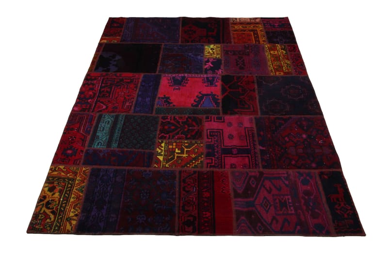 Håndknyttet persisk Patchwork Uldtæppe 167x225 cm Garn - Flerfarvet - Tekstiler - Tæpper - Orientalske tæpper - Patchwork tæppe