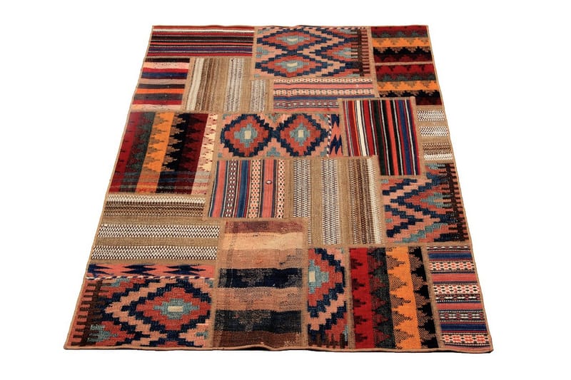 Håndknyttet persisk Patchwork Uldtæppe 102x151 cm Garn - Flerfarvet - Tekstiler - Tæpper - Orientalske tæpper - Patchwork tæppe