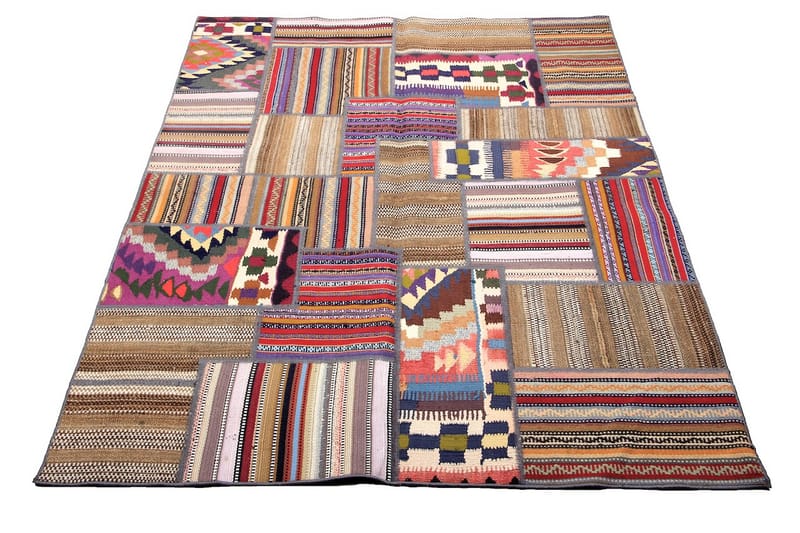 Håndknyttet persisk Patchwork Uldtæppe 146x203 cm Garn - Flerfarvet - Tekstiler - Tæpper - Orientalske tæpper - Patchwork tæppe