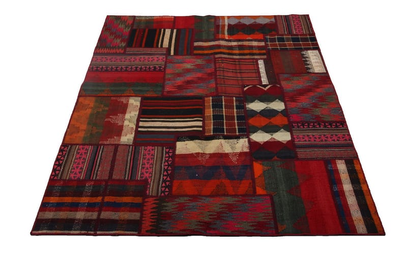 Håndknyttet persisk Patchwork Uldtæppe 145x204 cm Garn - Flerfarvet - Tekstiler - Tæpper - Orientalske tæpper - Patchwork tæppe