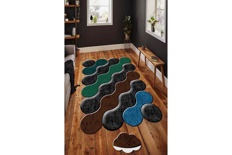 Homefesto Tæppe 60x100 cm - Multifarvet - Wiltontæpper - Håndvævede tæpper - Gummierede tæpper - Små tæpper - Mønstrede tæpper - Store tæpper - Mønstrede tæpper