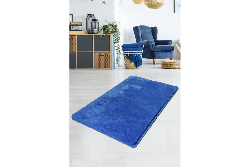 Vigentino Tæppe 80x140 cm - Blå/Akryl - Tæpper - Gummierede tæpper - Små tæpper - Mønstrede tæpper - Store tæpper - Håndvævede tæpper