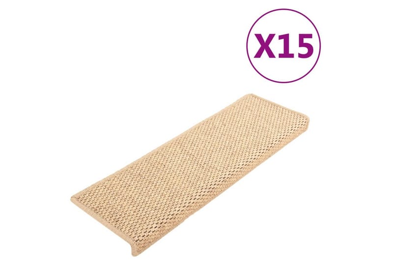 selvklæbende trappemåtter 15 stk. 65x25 cm - Beige - Tekstiler - Tæpper - Specialmåtte - Trappetrins tæpper