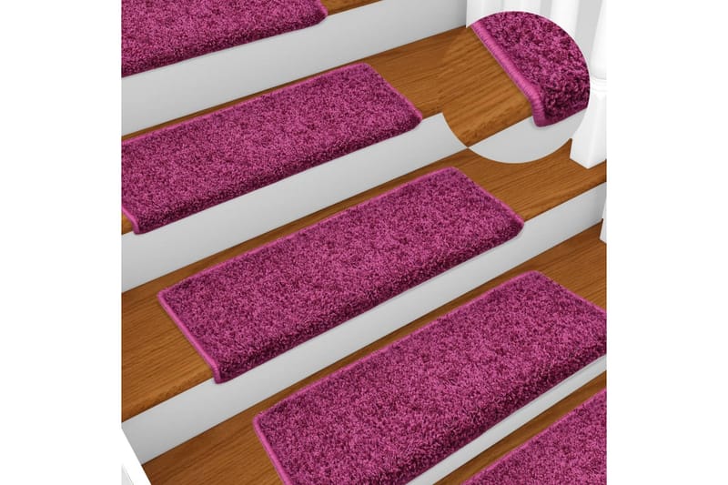 15 stk. trappemåtter 65x25 cm lilla - Violet - Trappetrins tæpper - Små tæpper - Mønstrede tæpper - Store tæpper - Håndvævede tæpper - Gummierede tæpper