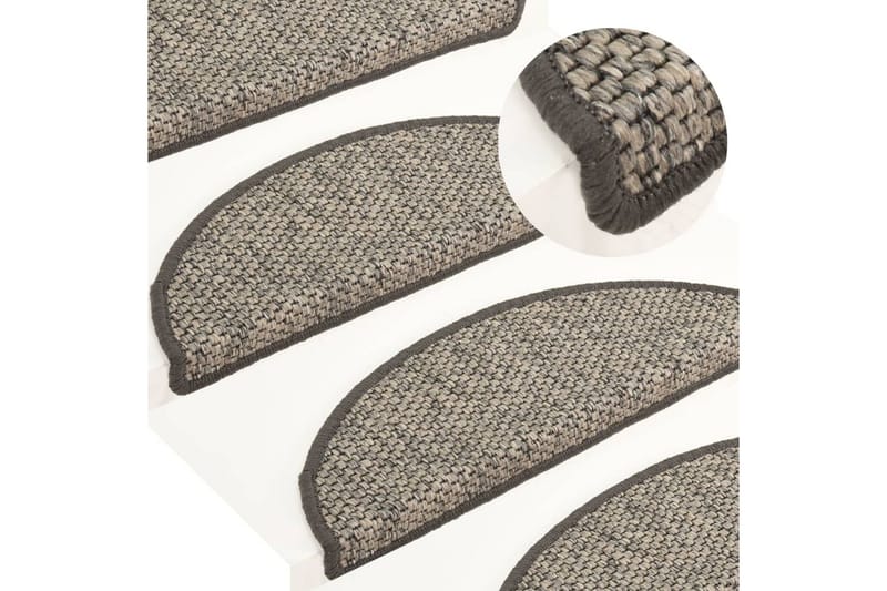 selvklæbende trappemåtter 15 stk. 65x25 cm sisal-look - Antracit - Trappetrins tæpper - Små tæpper - Mønstrede tæpper - Store tæpper - Håndvævede tæpper - Gummierede tæpper
