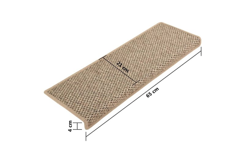 selvklæbende trappemåtter 15 stk. 65x25 cm sisal-look beige - Beige - Tekstiler - Tæpper - Specialmåtte - Trappetrins tæpper