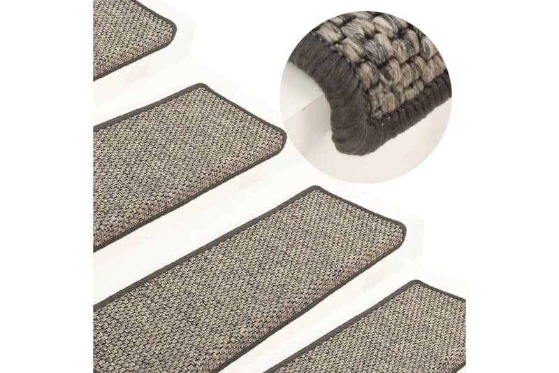 selvklæbende trappemåtter 15 stk. 65x25 cm sisal-look - Beige - Trappetrins tæpper - Små tæpper - Mønstrede tæpper - Store tæpper - Håndvævede tæpper - Gummierede tæpper