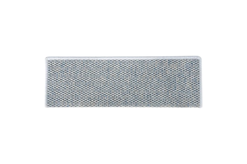 selvklæbende trappemåtter 15 stk. 65x25 cm sisal-look blå - Blå - Trappetrins tæpper - Små tæpper - Mønstrede tæpper - Store tæpper - Håndvævede tæpper - Gummierede tæpper