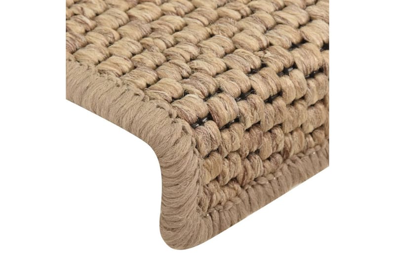 selvklæbende trappemåtter 15 stk. 65x25 cm sisal-look - Brun - Trappetrins tæpper - Små tæpper - Mønstrede tæpper - Store tæpper - Håndvævede tæpper - Gummierede tæpper