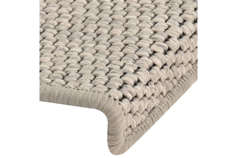 selvklæbende trappemåtter 15 stk. 65x25 cm sisal-look sølv - Sølv - Tekstiler - Tæpper - Specialmåtte - Trappetrins tæpper